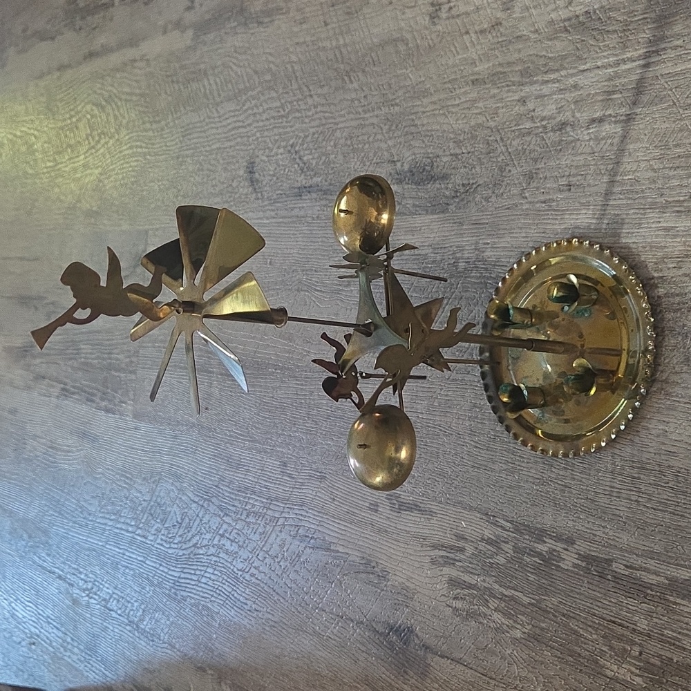 VINTAGE ANGEL-CHIMES CHRISTMAS Gold and Silver Candle Holder - Picture 2 of 2